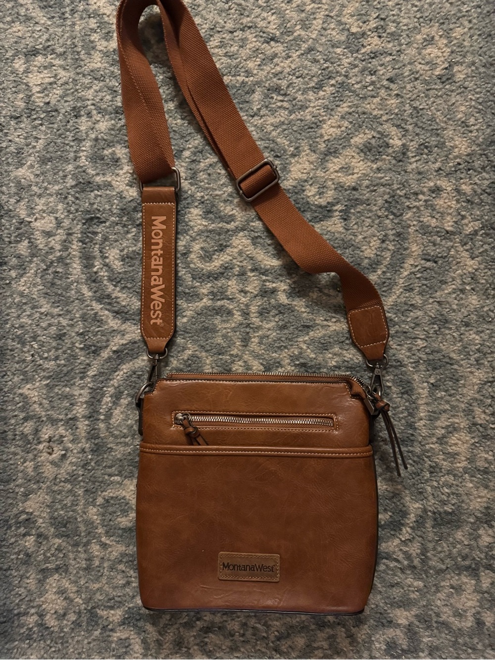 Montana West Tan Brown Crossbody Bag with Branded Strap